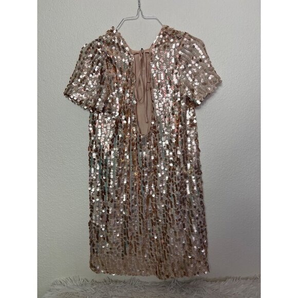 Lulu's So Sparkly Blush Sequin Scoop Back Shift Dress Size XS - Picture 5 of 7